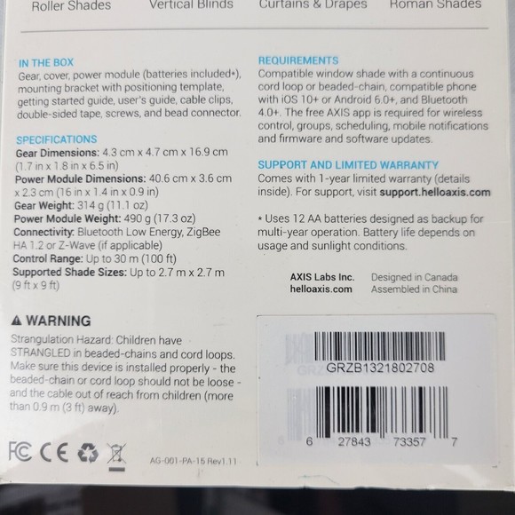 NEW Axis Gear Smart Motorized Window Shade Opener Bluetooth + Zigbee Smart Home - Picture 3 of 4